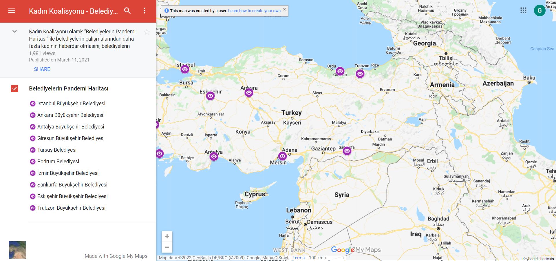 Pandemic Map of Turkish Municipalities Resistir